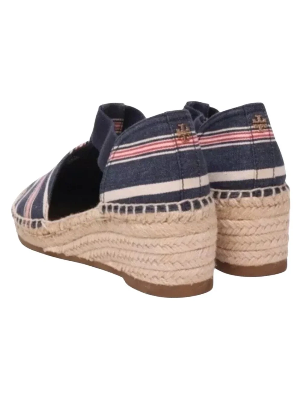 Tory Burch Catalina 3 50mm Espadrille Striped Canvas/Elastic Size 8